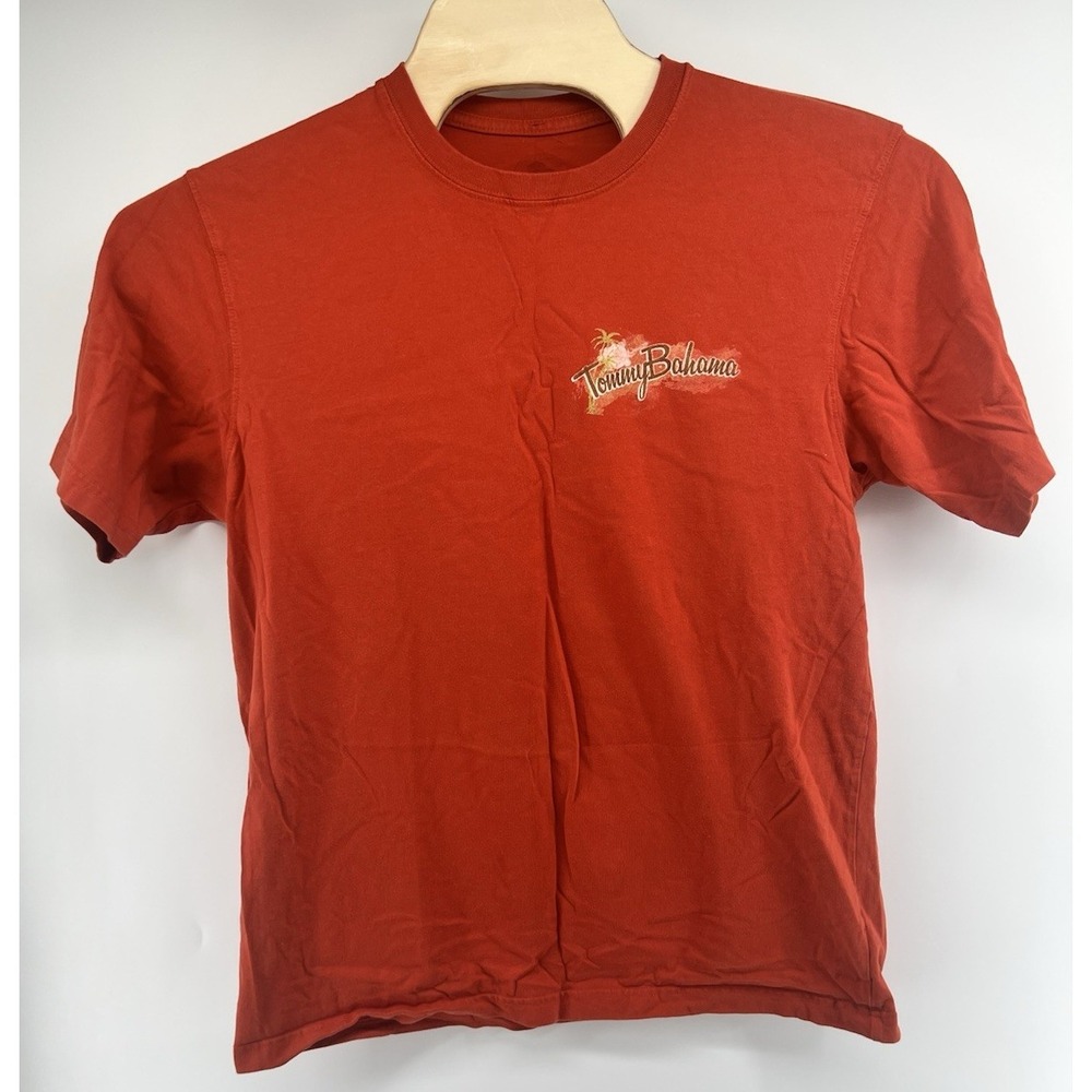 Tommy Bahama Large T Shirt Luxury Reel Estate Orange Graphic Fishing Marlin S/S - Picture 3 of 4
